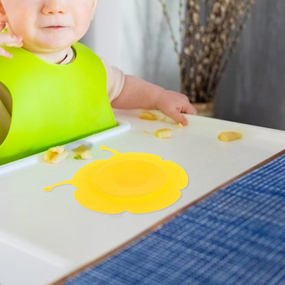 Anti-Slip Silicone Placemat with Suction Cup High Temperature Resistant Tableware Mat for Portable Non-Slip Bowl Mat in Pudding Yellow