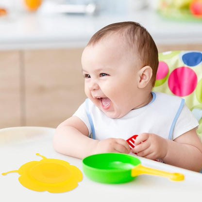 Anti-Slip Silicone Placemat with Suction Cup High Temperature Resistant Tableware Mat for Portable Non-Slip Bowl Mat in Pudding Yellow