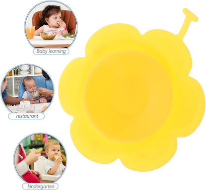 Anti-Slip Silicone Placemat with Suction Cup High Temperature Resistant Tableware Mat for Portable Non-Slip Bowl Mat in Pudding Yellow