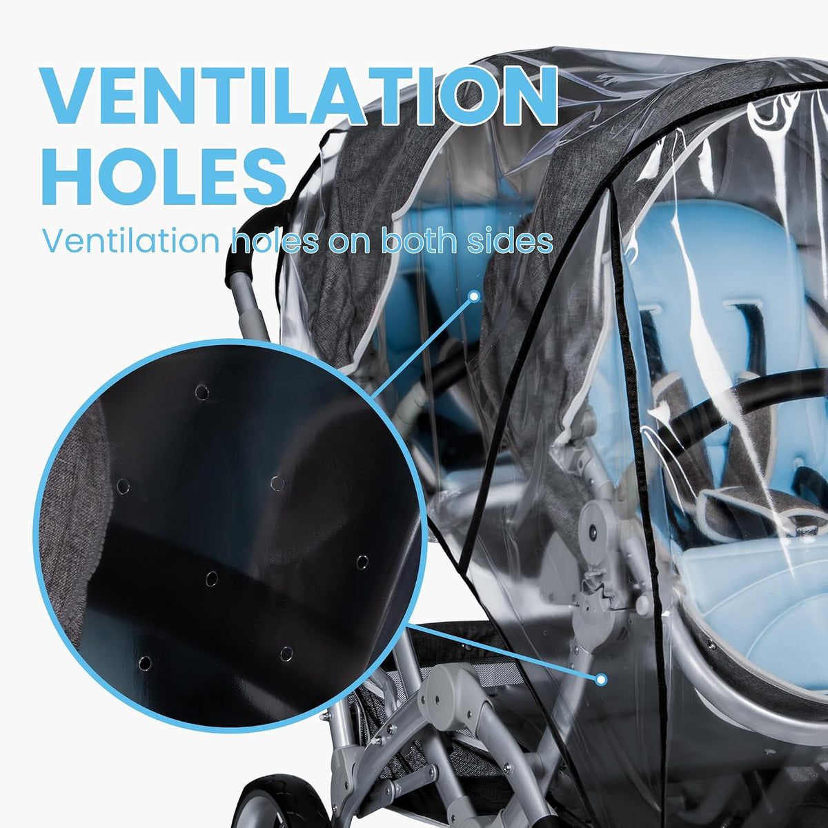 bemece Double Stroller Rain Cover for Side-by-Side Twin Strollers