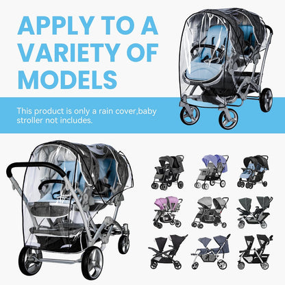 bemece Double Stroller Rain Cover for Side-by-Side Twin Strollers