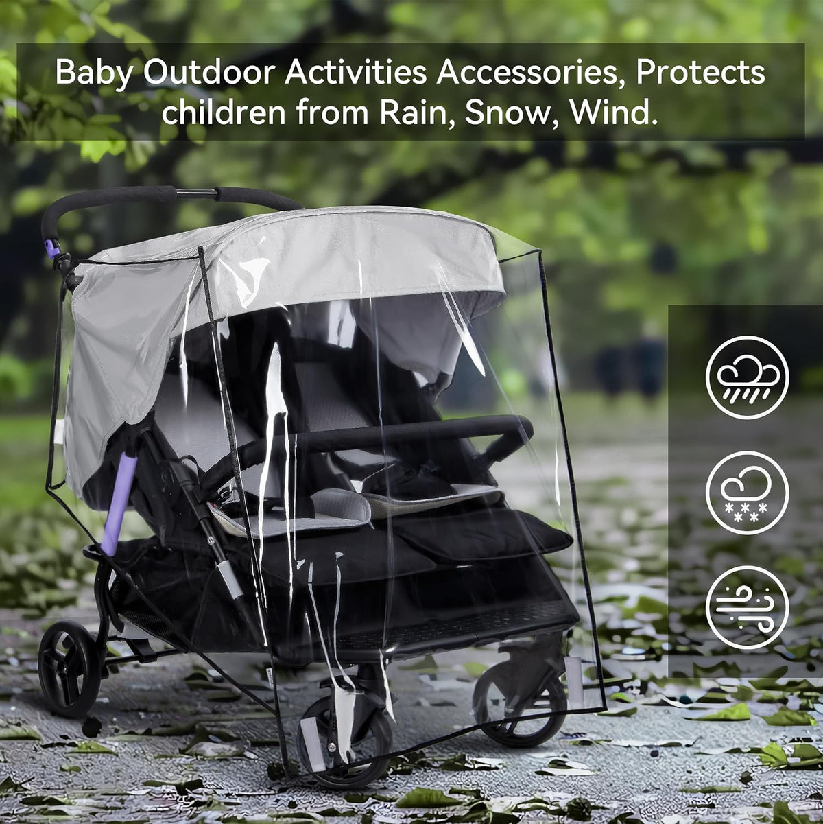 bemece Double Stroller Rain Cover for Side-by-Side Twin Strollers