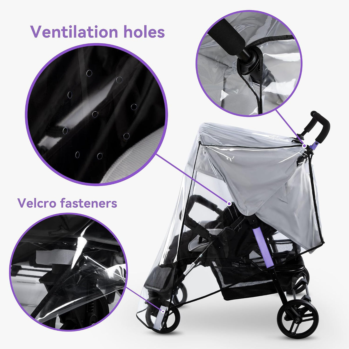 bemece Double Stroller Rain Cover for Side-by-Side Twin Strollers