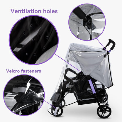 bemece Double Stroller Rain Cover for Side-by-Side Twin Strollers