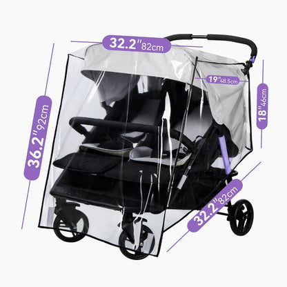 bemece Double Stroller Rain Cover for Side-by-Side Twin Strollers