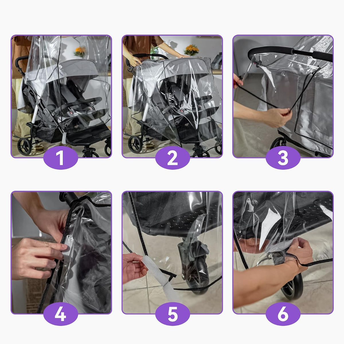 bemece Double Stroller Rain Cover for Side-by-Side Twin Strollers