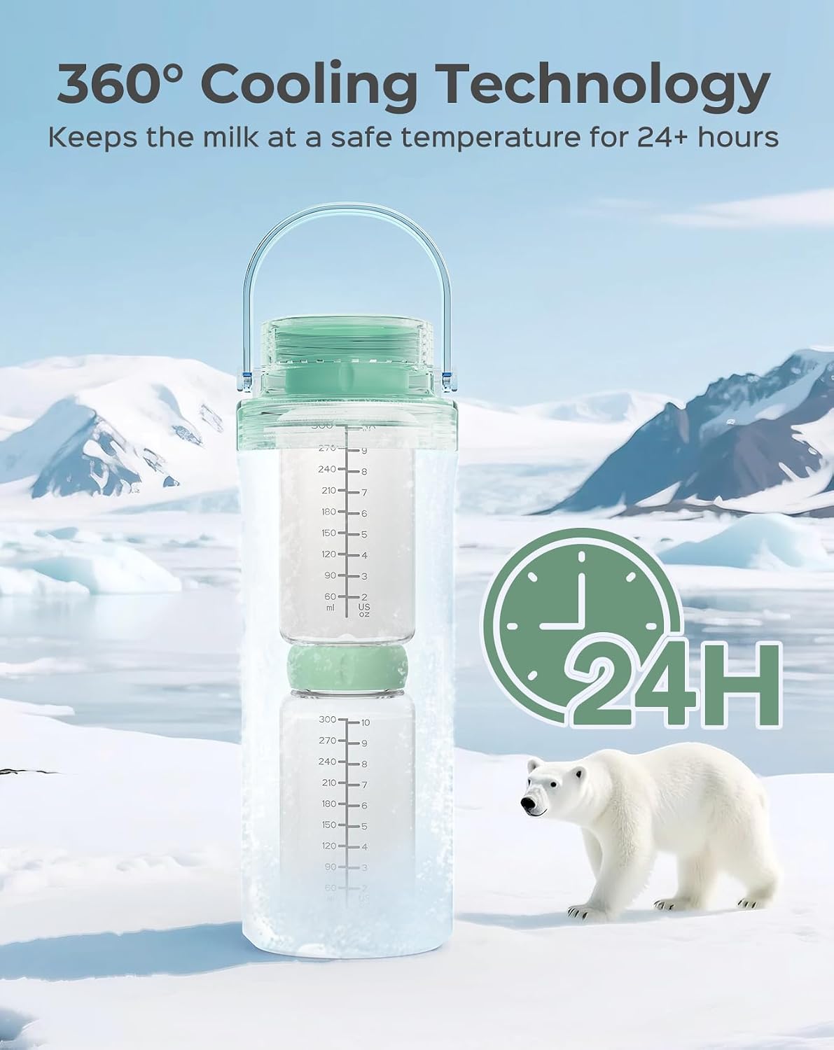 22oz Breast Milk Cooler Bottle, 24H Ice-Free Cooling