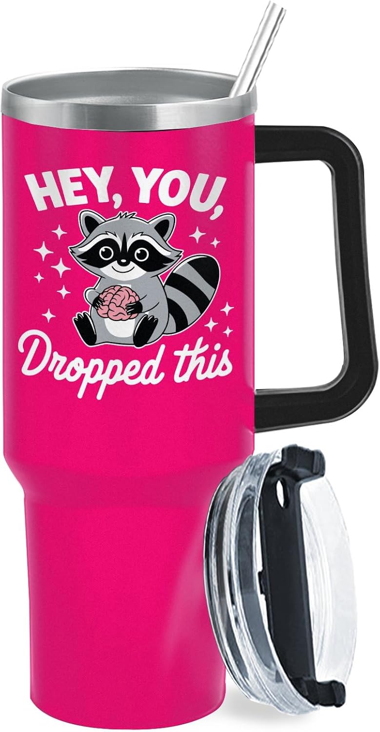 40 oz Tumbler with Handle and Straw Hey, You Dropped This Tumbler with Lid and Straw Insulated Tumbler Stainless Steel Tumblers
