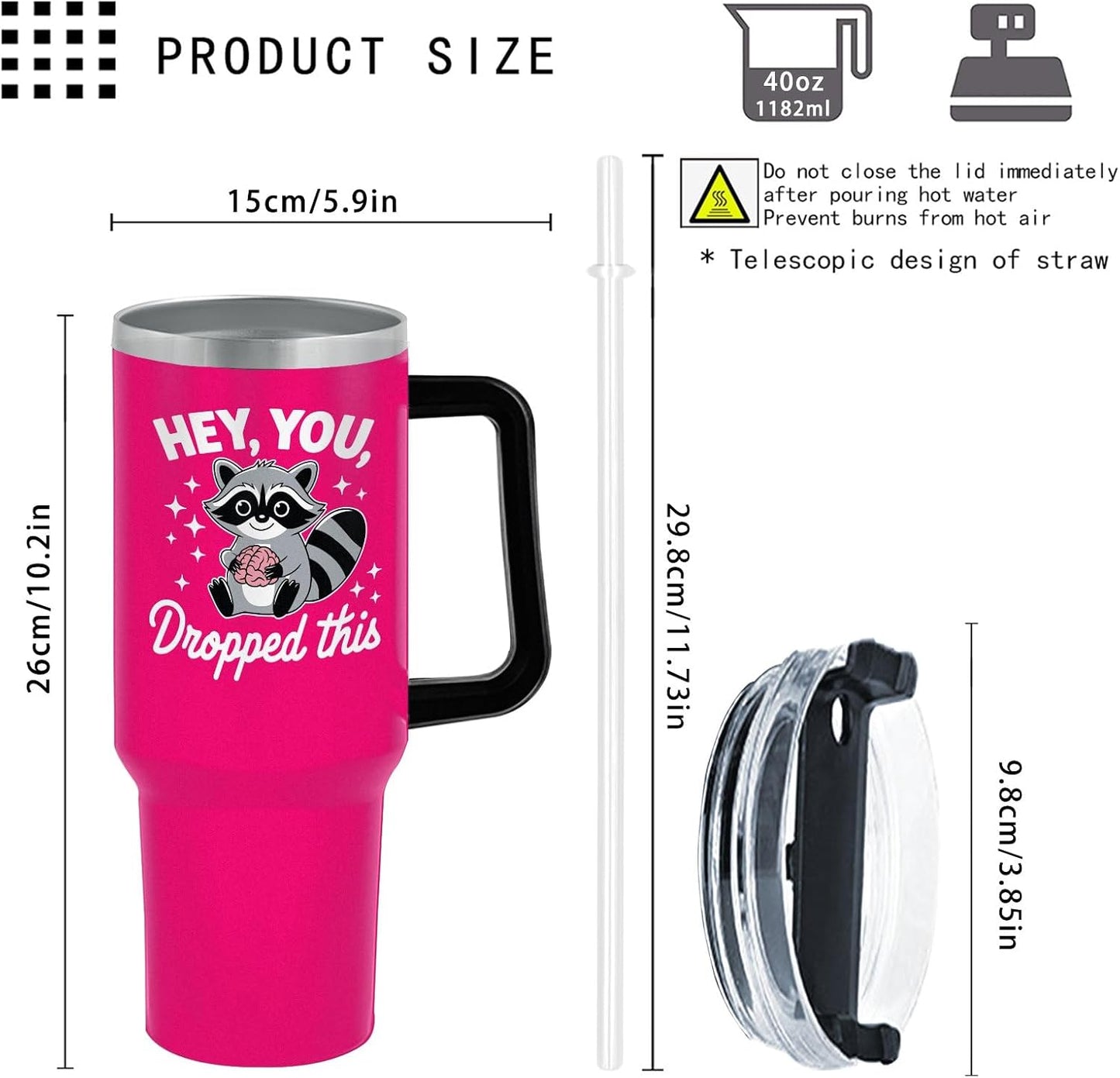 40 oz Tumbler with Handle and Straw Hey, You Dropped This Tumbler with Lid and Straw Insulated Tumbler Stainless Steel Tumblers