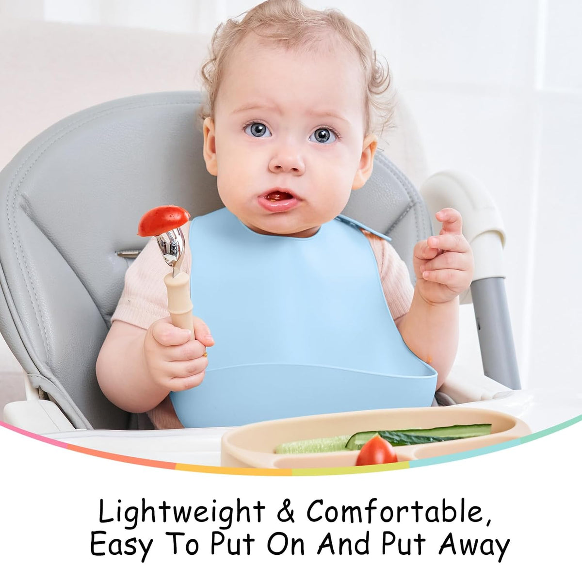 Silicone Bibs For Babies 6-12 Months, Waterproof Adjustable Baby Bibs For Eating, Flexible Toddler Bib With Food Catcher For Boys Girls, Washable Baby Feeding Esentails, Brown, 2 Pack