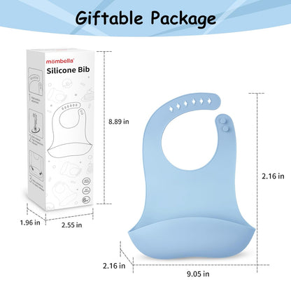 Silicone Bibs For Babies 6-12 Months, Waterproof Adjustable Baby Bibs For Eating, Flexible Toddler Bib With Food Catcher For Boys Girls, Washable Baby Feeding Esentails, Brown, 2 Pack