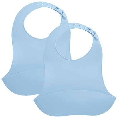 Silicone Bibs For Babies 6-12 Months, Waterproof Adjustable Baby Bibs For Eating, Flexible Toddler Bib With Food Catcher For Boys Girls, Washable Baby Feeding Esentails, Brown, 2 Pack