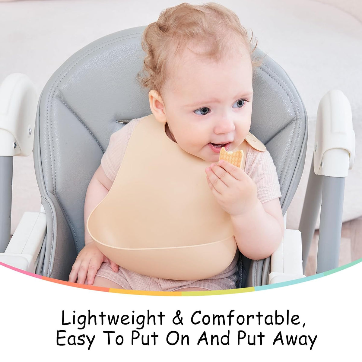 Silicone Bibs For Babies 6-12 Months, Waterproof Adjustable Baby Bibs For Eating, Flexible Toddler Bib With Food Catcher For Boys Girls, Washable Baby Feeding Esentails, Brown, 2 Pack