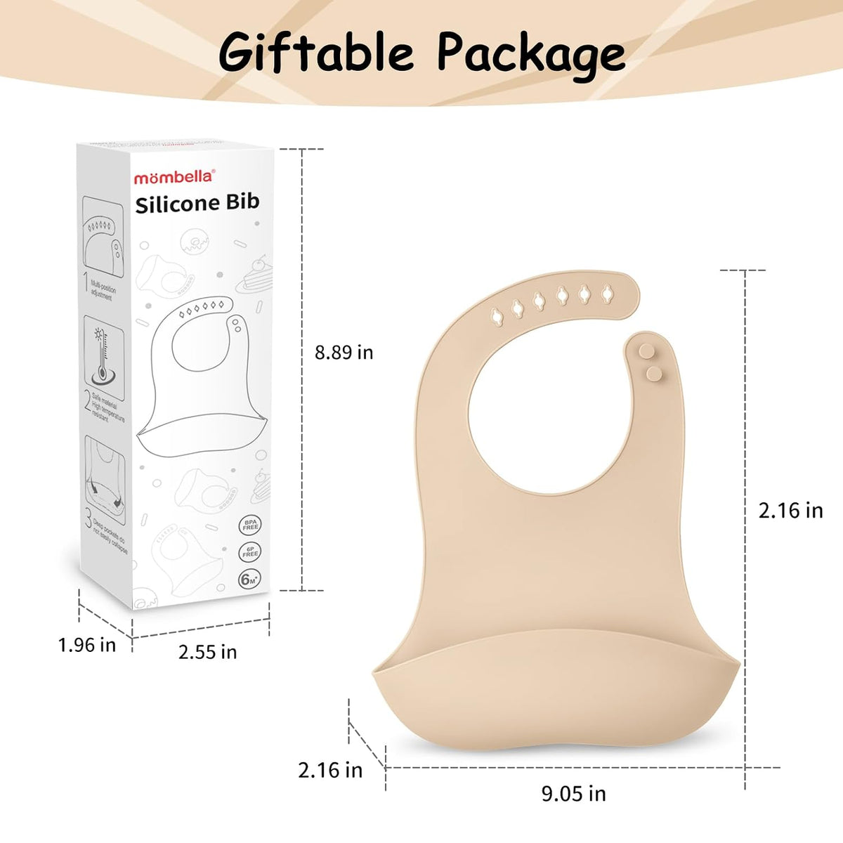 Silicone Bibs For Babies 6-12 Months, Waterproof Adjustable Baby Bibs For Eating, Flexible Toddler Bib With Food Catcher For Boys Girls, Washable Baby Feeding Esentails, Brown, 2 Pack
