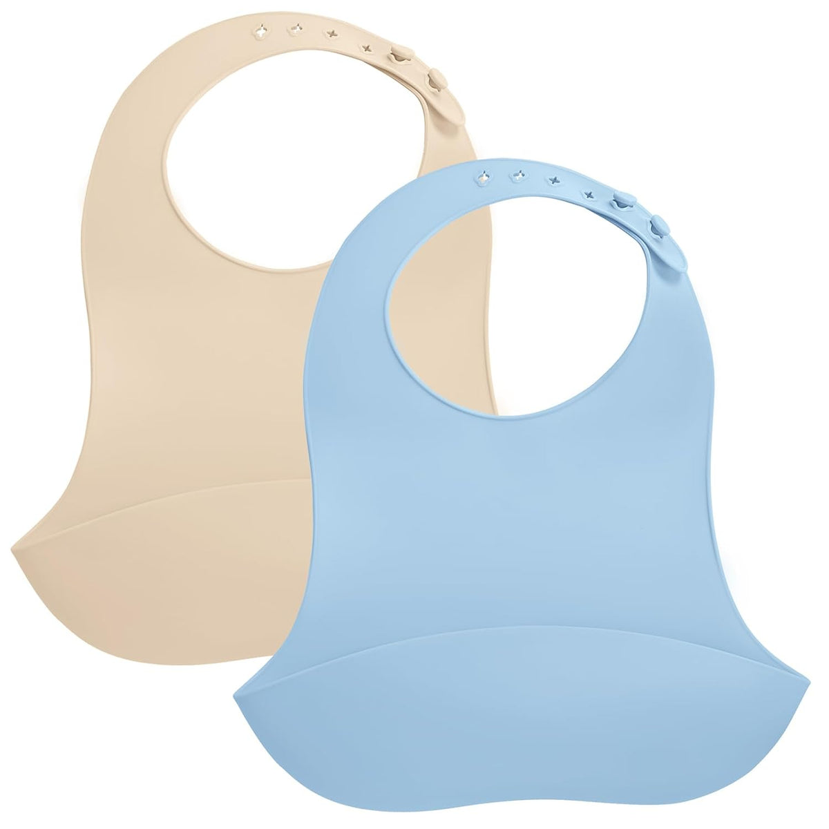 Silicone Bibs For Babies 6-12 Months, Waterproof Adjustable Baby Bibs For Eating, Flexible Toddler Bib With Food Catcher For Boys Girls, Washable Baby Feeding Esentails, Brown, 2 Pack