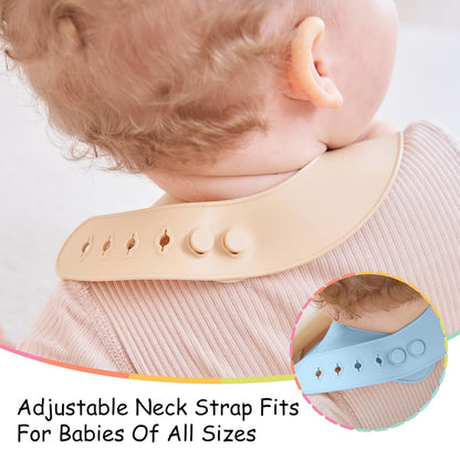 Silicone Bibs For Babies 6-12 Months, Waterproof Adjustable Baby Bibs For Eating, Flexible Toddler Bib With Food Catcher For Boys Girls, Washable Baby Feeding Esentails, Brown, 2 Pack