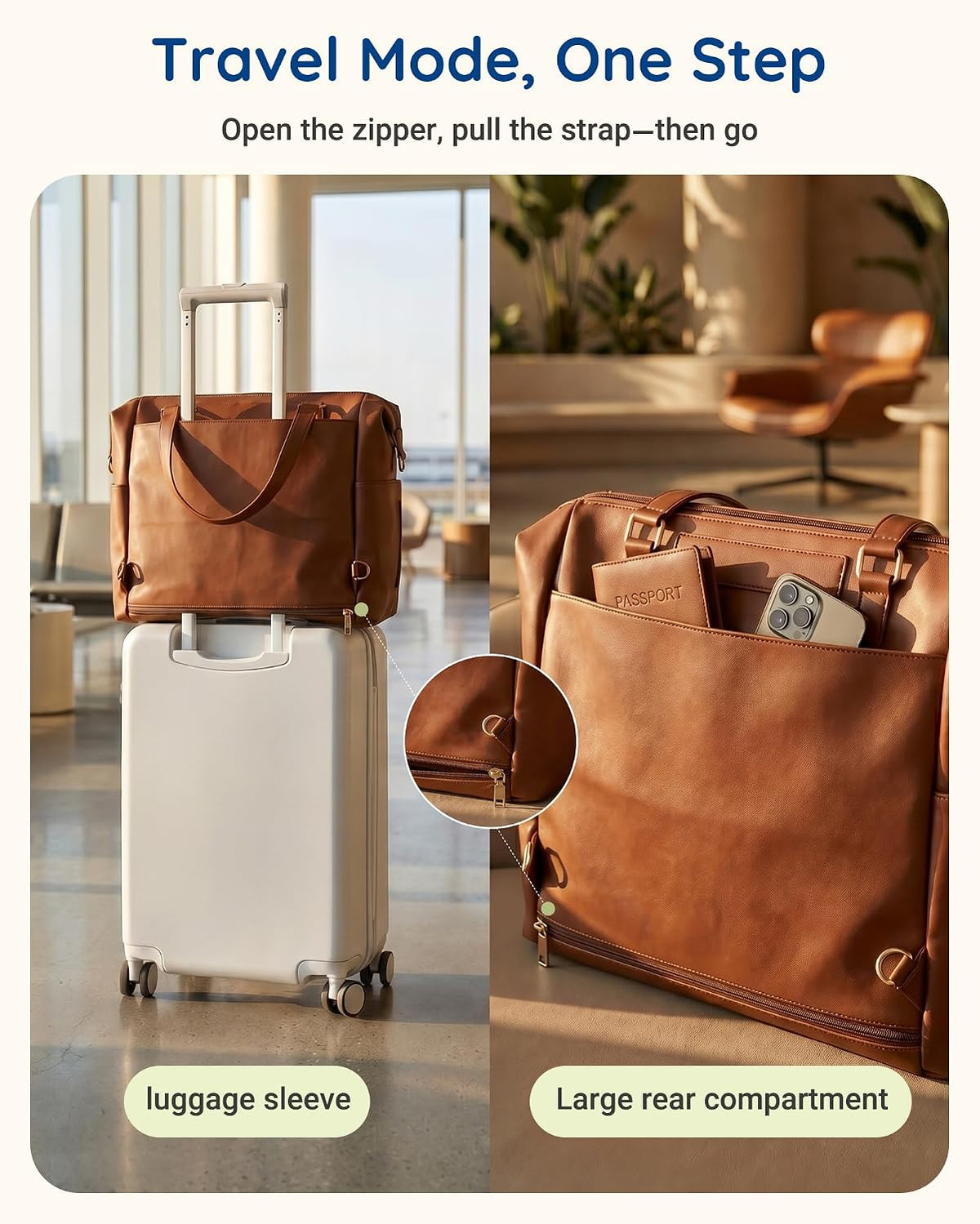 PU Leather Convertible Diaper Bag Backpack, Crossbody Bag Tote