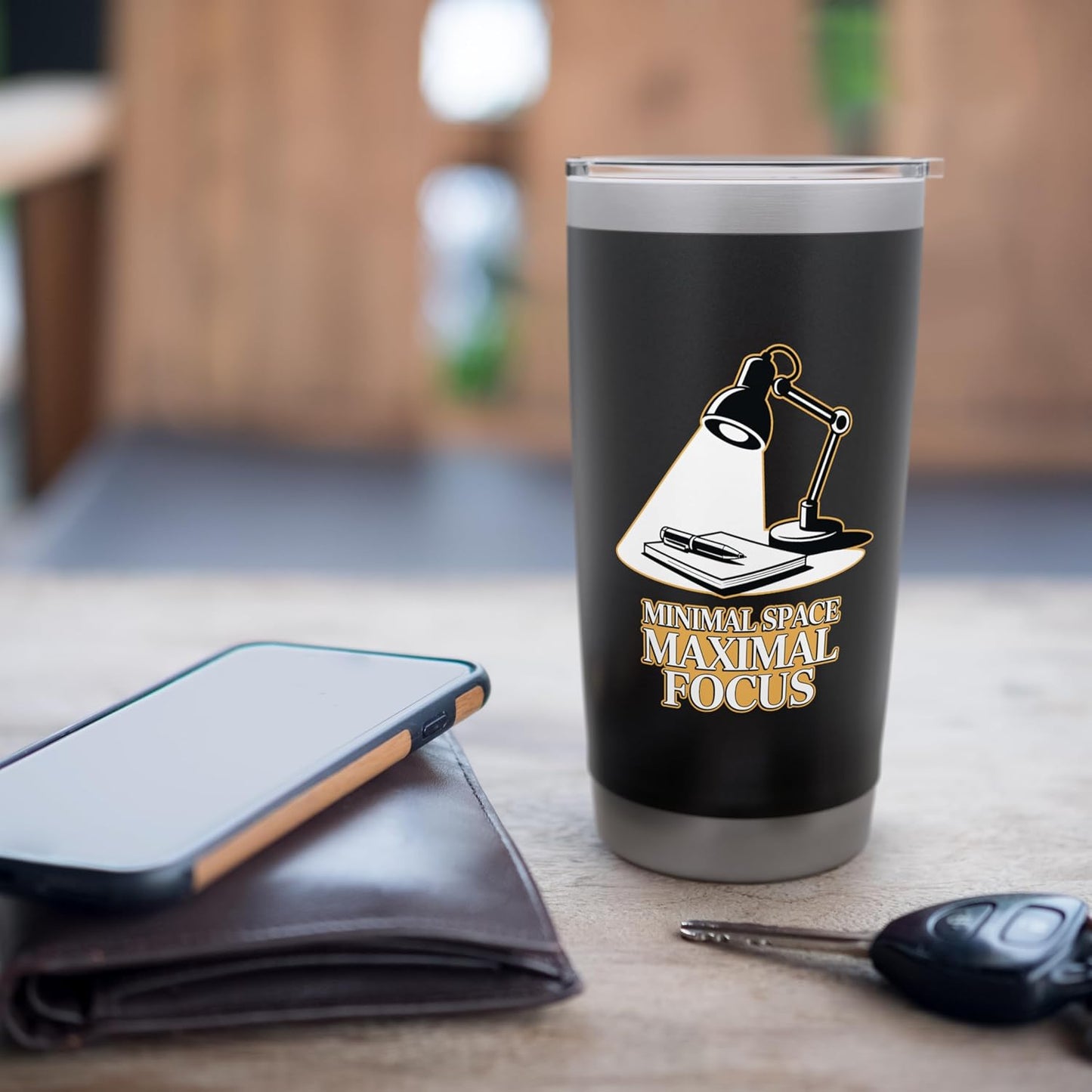 Minimal Space Maximal Focus Productivity Desk Stainless Steel Insulated Tumbler