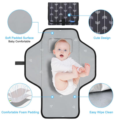 Baby Portable Changing Pad Travel - Waterproof Diper Changing Mat,Pink