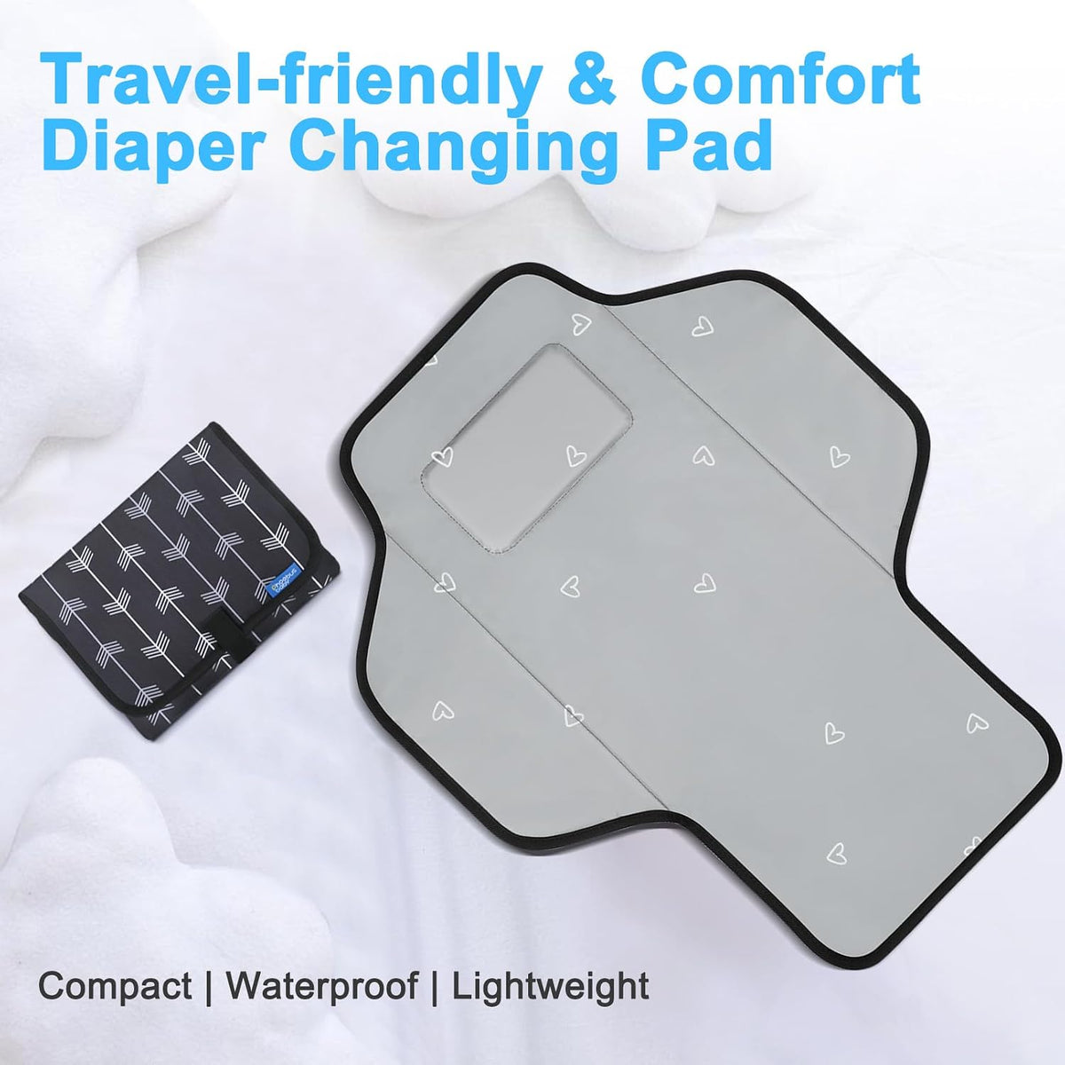 Baby Portable Changing Pad Travel - Waterproof Diper Changing Mat,Pink