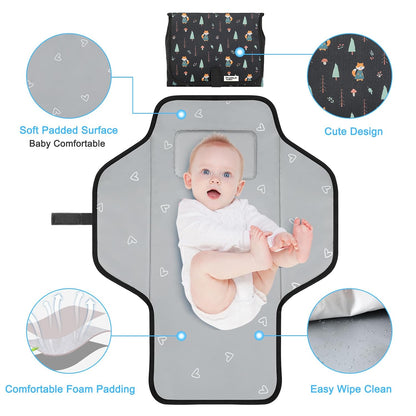 Baby Portable Changing Pad Travel - Waterproof Diper Changing Mat,Pink