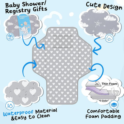 Baby Portable Changing Pad Travel - Waterproof Diper Changing Mat,Pink