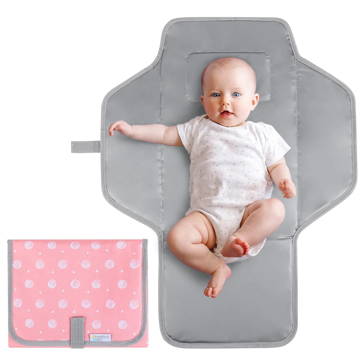 Baby Portable Changing Pad Travel - Waterproof Diper Changing Mat,Pink