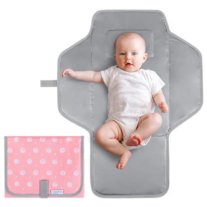Baby Portable Changing Pad Travel - Waterproof Diper Changing Mat,Pink
