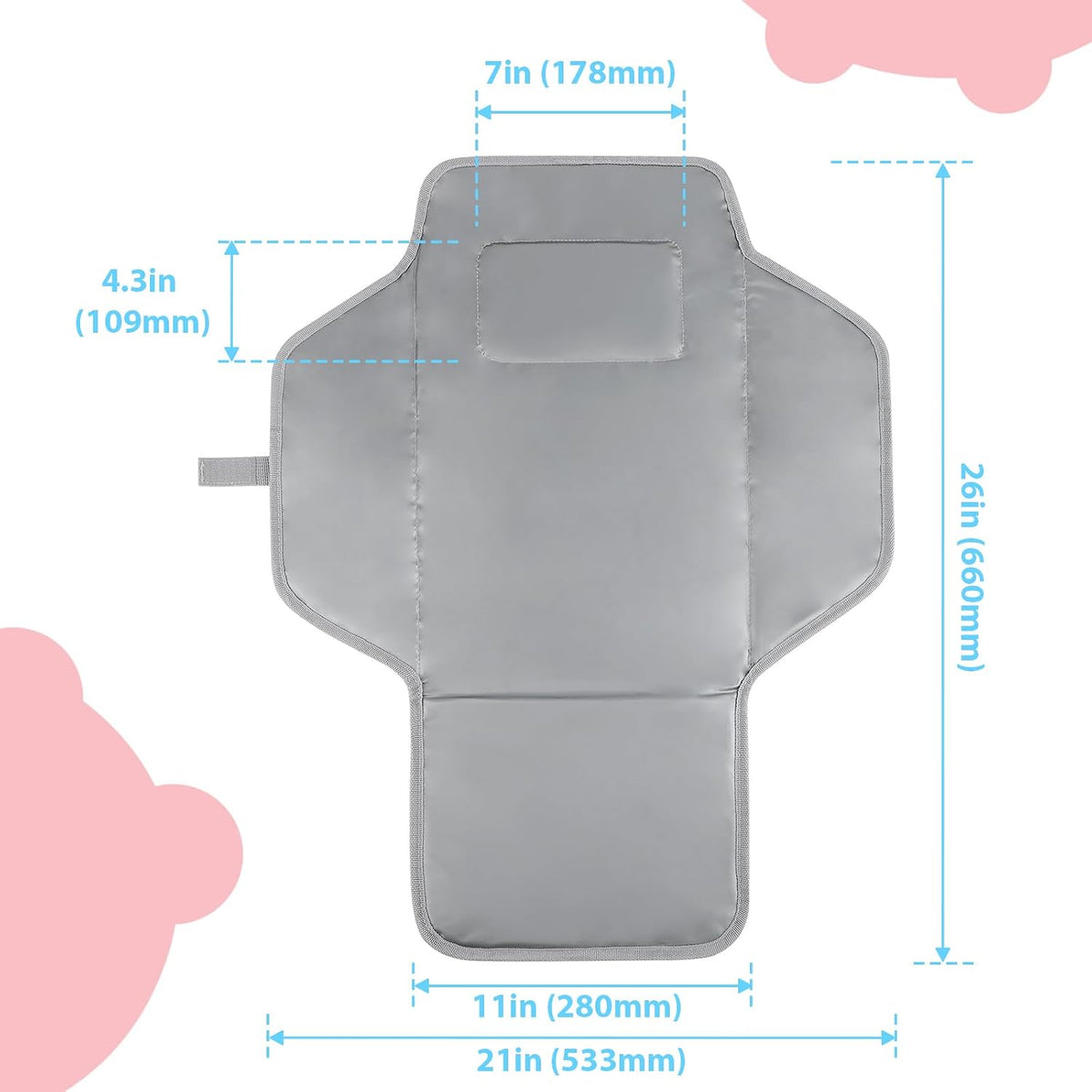 Baby Portable Changing Pad Travel - Waterproof Diper Changing Mat,Pink
