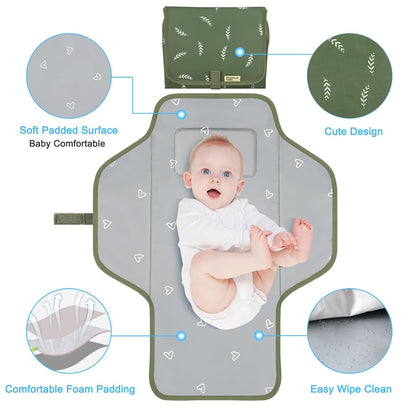 Baby Portable Changing Pad Travel - Waterproof Diper Changing Mat,Pink