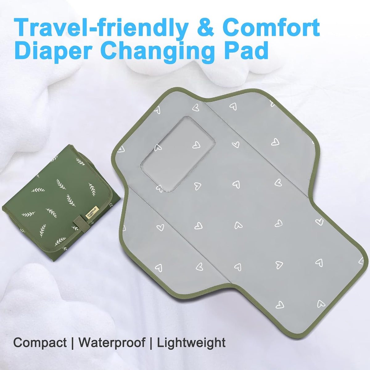 Baby Portable Changing Pad Travel - Waterproof Diper Changing Mat,Pink