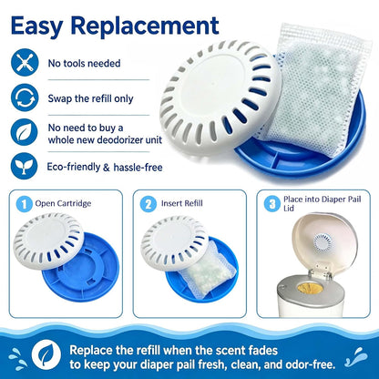 Puck Cartridge & 4 Baking Soda Refills for Munchkin Diaper Pails