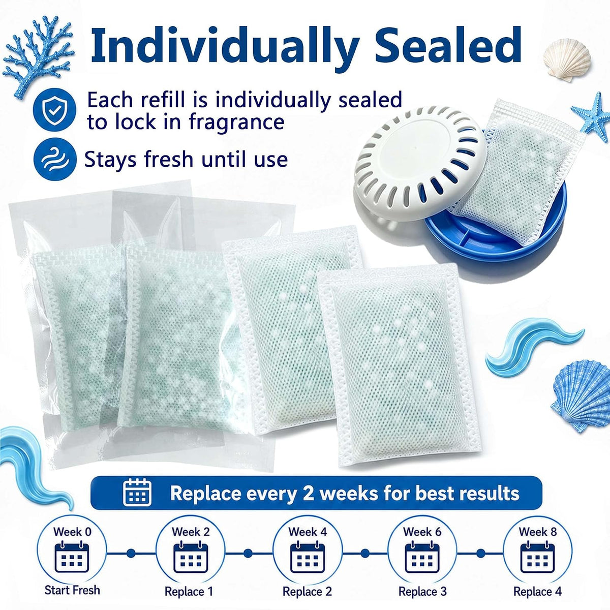 Puck Cartridge & 4 Baking Soda Refills for Munchkin Diaper Pails