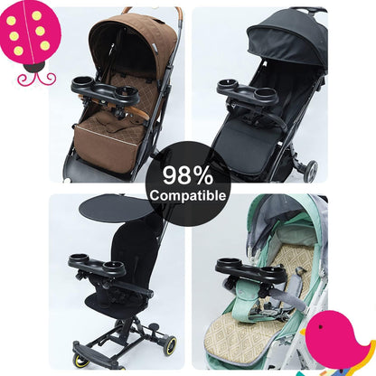Stroller Snack Tray, Universal Stroller Cup Holder with Snack Tray