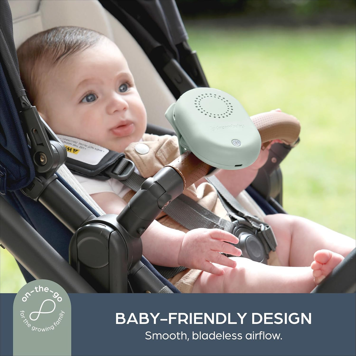 Baby Stroller Fan - Bladeless Baby Carrier Fan - USB Rechargeable