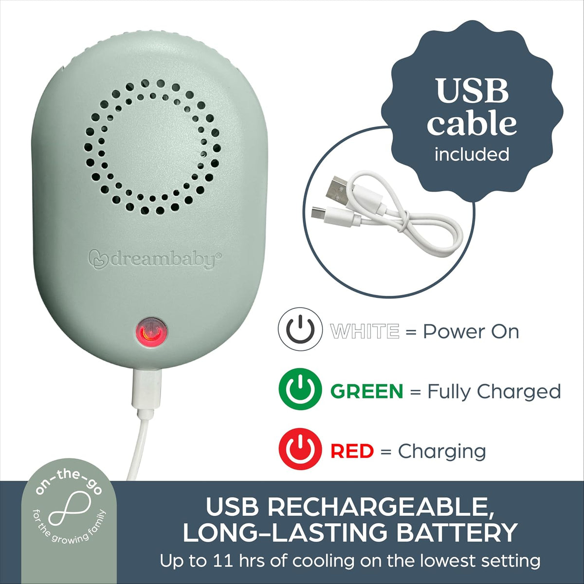 Baby Stroller Fan - Bladeless Baby Carrier Fan - USB Rechargeable