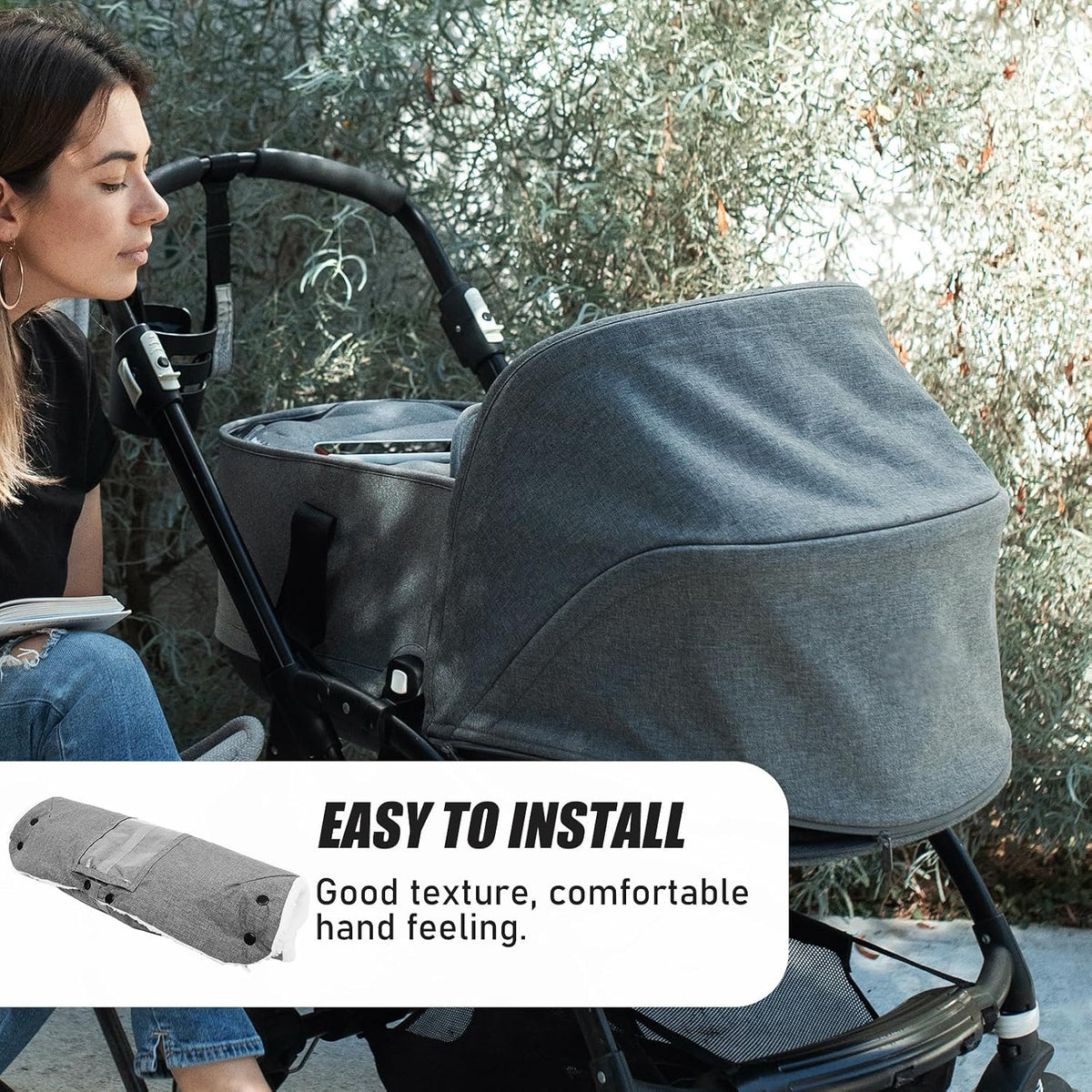 Winter Stroller Hand Muff for Outdoor Use, Insulated Cotton Material with Easy Attachment and Detachable Design, Windproof and Warm Hand Warmer for Men and Women