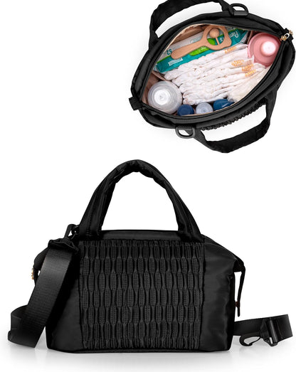 Small Crossbody Diaper Bag Tote with 2 Bottle Pockets