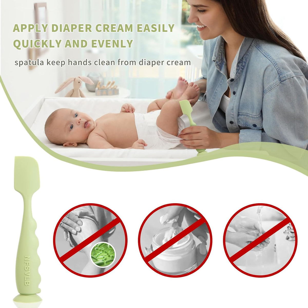 Diaper Cream Spatula with Case,2 Large 2 Mini Butt Paste Spatula with 3 Travel Case,Soft Baby Butt spatula Diaper Cream Applicator diaper Rash spatula Bum spatulas Brush (Blue-Gray)