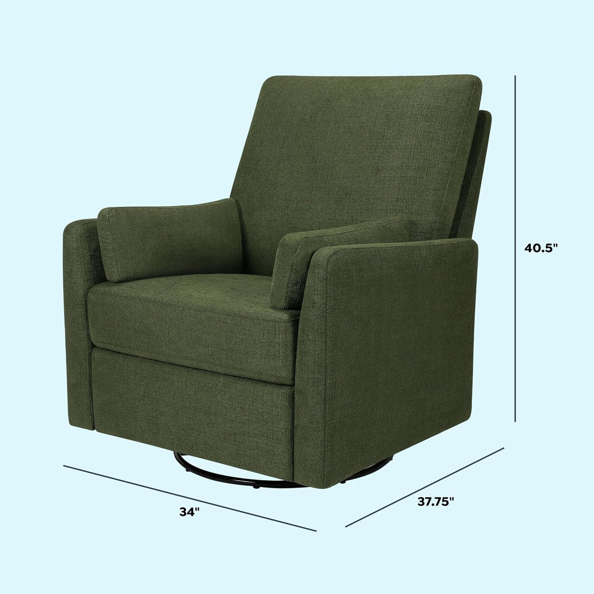Carter's Ethan Swivel Recliner in Performance Forest Green Linen, GREENGUARD Gold & CertiPUR-US® Certified