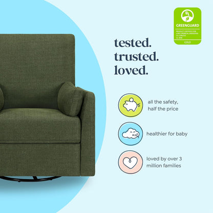 Carter's Ethan Swivel Recliner in Performance Forest Green Linen, GREENGUARD Gold & CertiPUR-US® Certified