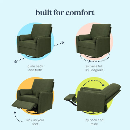 Carter's Ethan Swivel Recliner in Performance Forest Green Linen, GREENGUARD Gold & CertiPUR-US® Certified