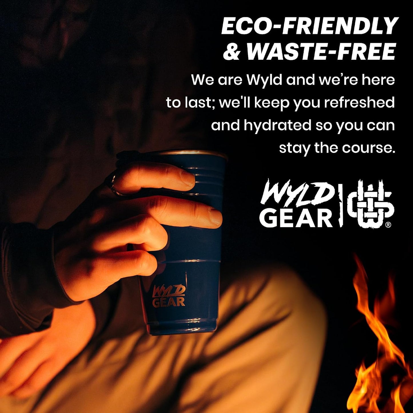 Wyld Gear Party Cup 16oz Black Stainless Steel Reusable Metal Cup with Lid | non-sweat exterior, 18/8 stainless steel, copper-coated core, non-slip rubber bottom, leak-resistant lid, powder coated