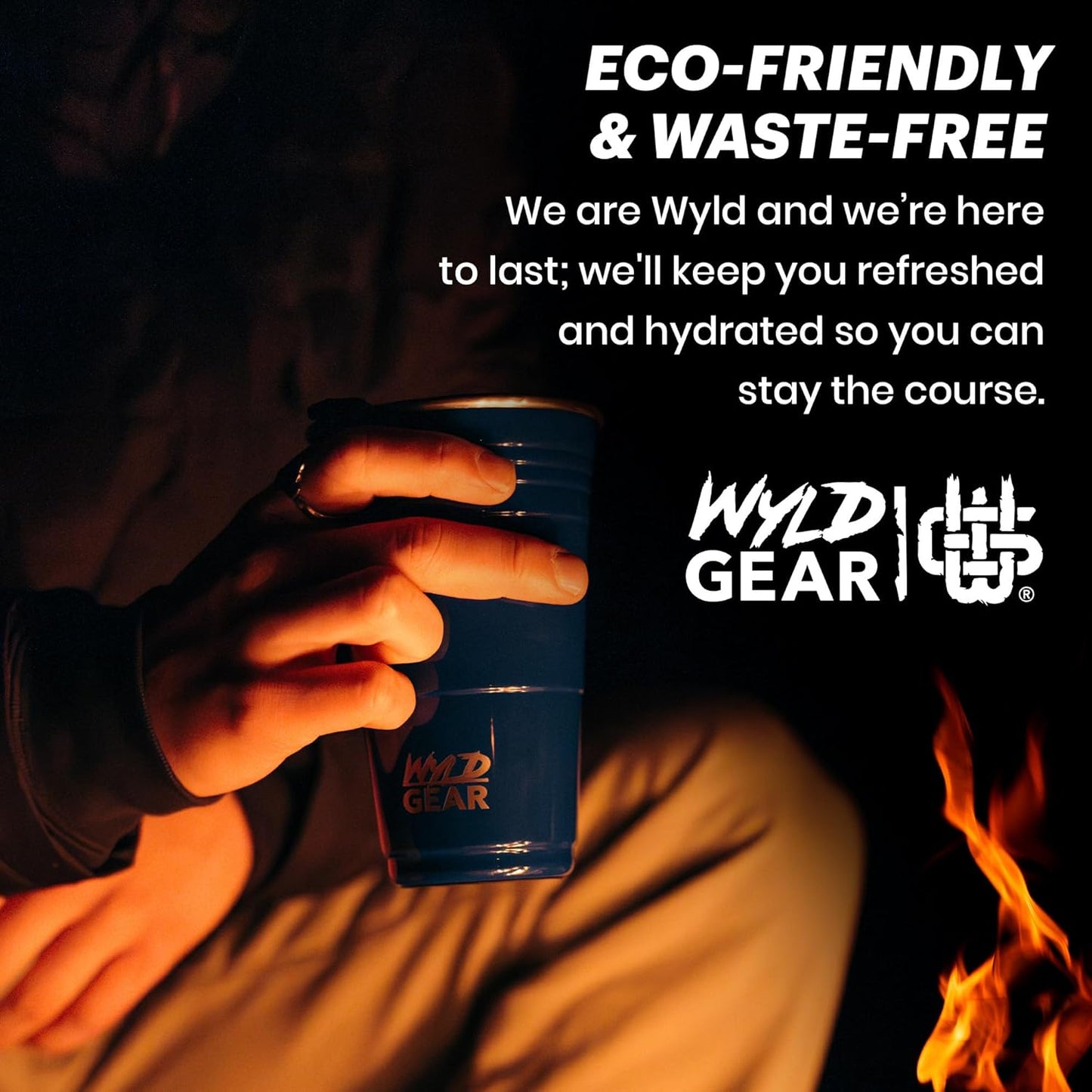 Wyld Gear Party Cup 16oz Black Stainless Steel Reusable Metal Cup with Lid | non-sweat exterior, 18/8 stainless steel, copper-coated core, non-slip rubber bottom, leak-resistant lid, powder coated