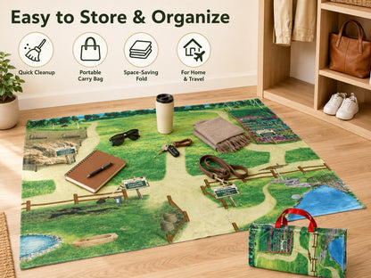 Foldable Play Mat & Toy Storage Bag 2-in-1 Zipper Organizer Tote for Kids,Beach,Camping,Travel and Home