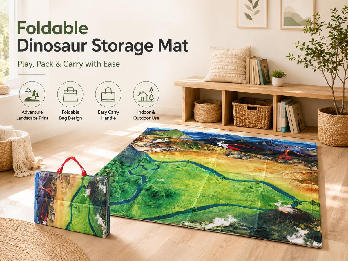 Foldable Play Mat & Toy Storage Bag 2-in-1 Zipper Organizer Tote for Kids,Beach,Camping,Travel and Home