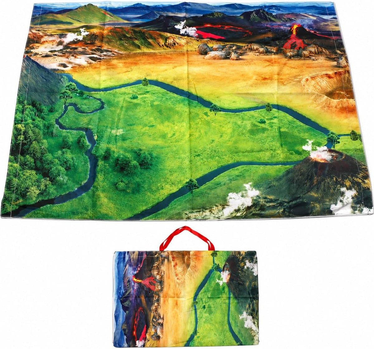 Foldable Play Mat & Toy Storage Bag 2-in-1 Zipper Organizer Tote for Kids,Beach,Camping,Travel and Home