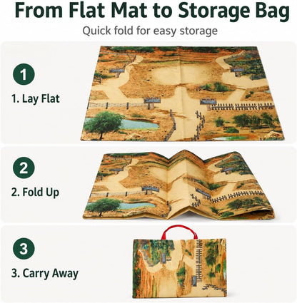 Foldable Play Mat & Toy Storage Bag 2-in-1 Zipper Organizer Tote for Kids,Beach,Camping,Travel and Home