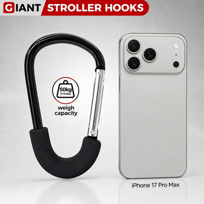 6.5-Inch Stroller Hooks for Bags, Large Aluminum Clips, 2-Pack