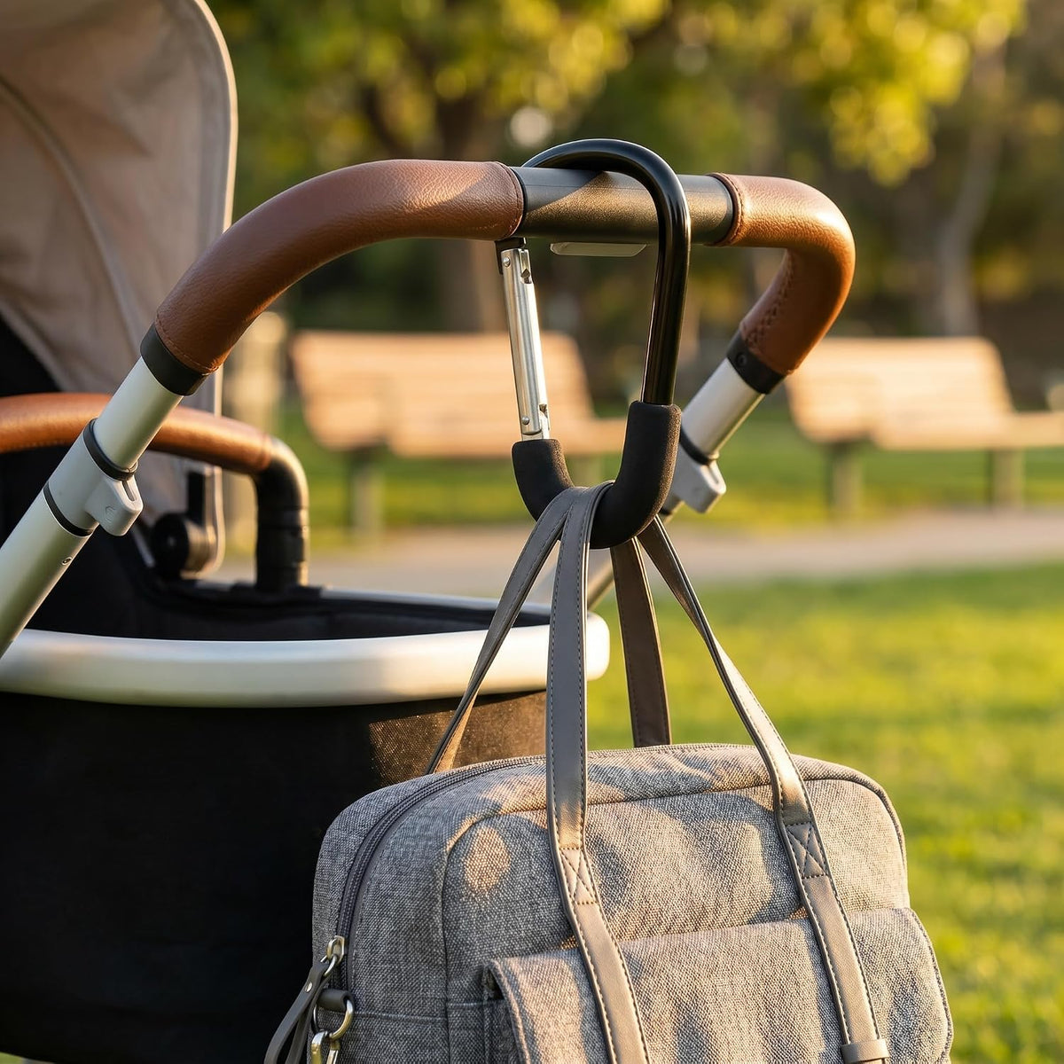 6.5-Inch Stroller Hooks for Bags, Large Aluminum Clips, 2-Pack